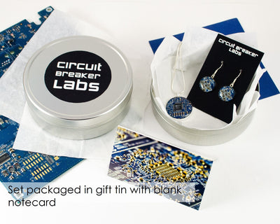 Circuit Board Gift Set, Retractable Badge Holder, Computer Necklace, Geek Expandable Bracelet, Geeky Office Professional Engineer Gift