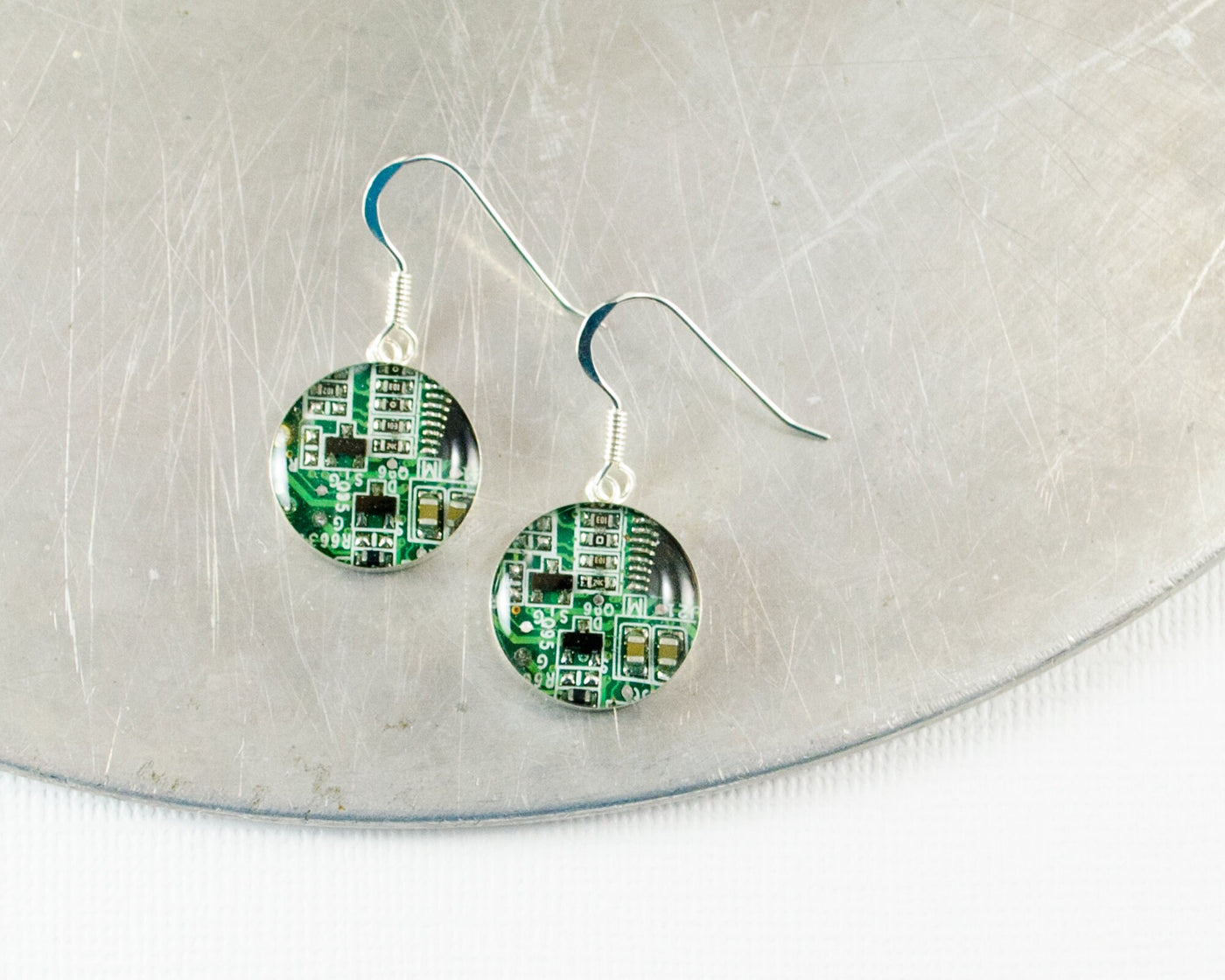 Circuit Board Earrings CHOOSE COLOR, Sterling Silver Earrings, Geeky Earrings, Wearable Technology, Computer Jewelry, Engineer Gift