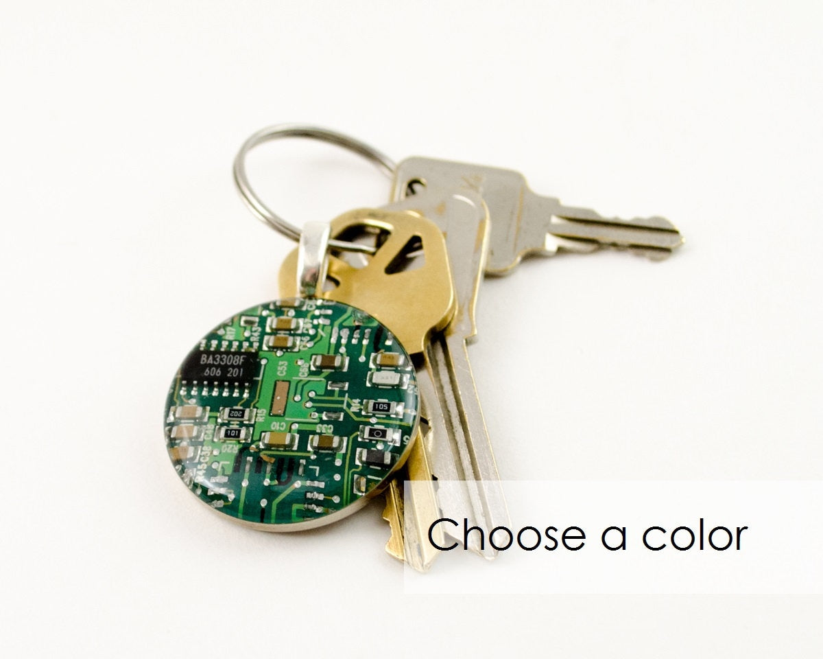 Circuit Board Keychain CHOOSE COLOR, Computer Key Fob, Geek Gift, Wearable Technology Gift, Electrical Engineer Gift, Computer Science
