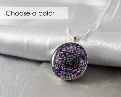 Circuit Board Necklace, Recycled Motherboard Jewelry, Geek Chic Necklace, Wearable Technology, Computer Gift, Computer Programmer, Upcycled