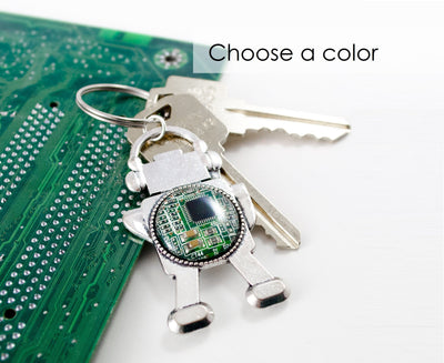 CHOOSE COLOR Robot Keychain Circuit Board, Robot Key Fob, Geeky Key Chain, Robotics Gift, Engineer Keychain, Cyber Punk, Engineer Gift