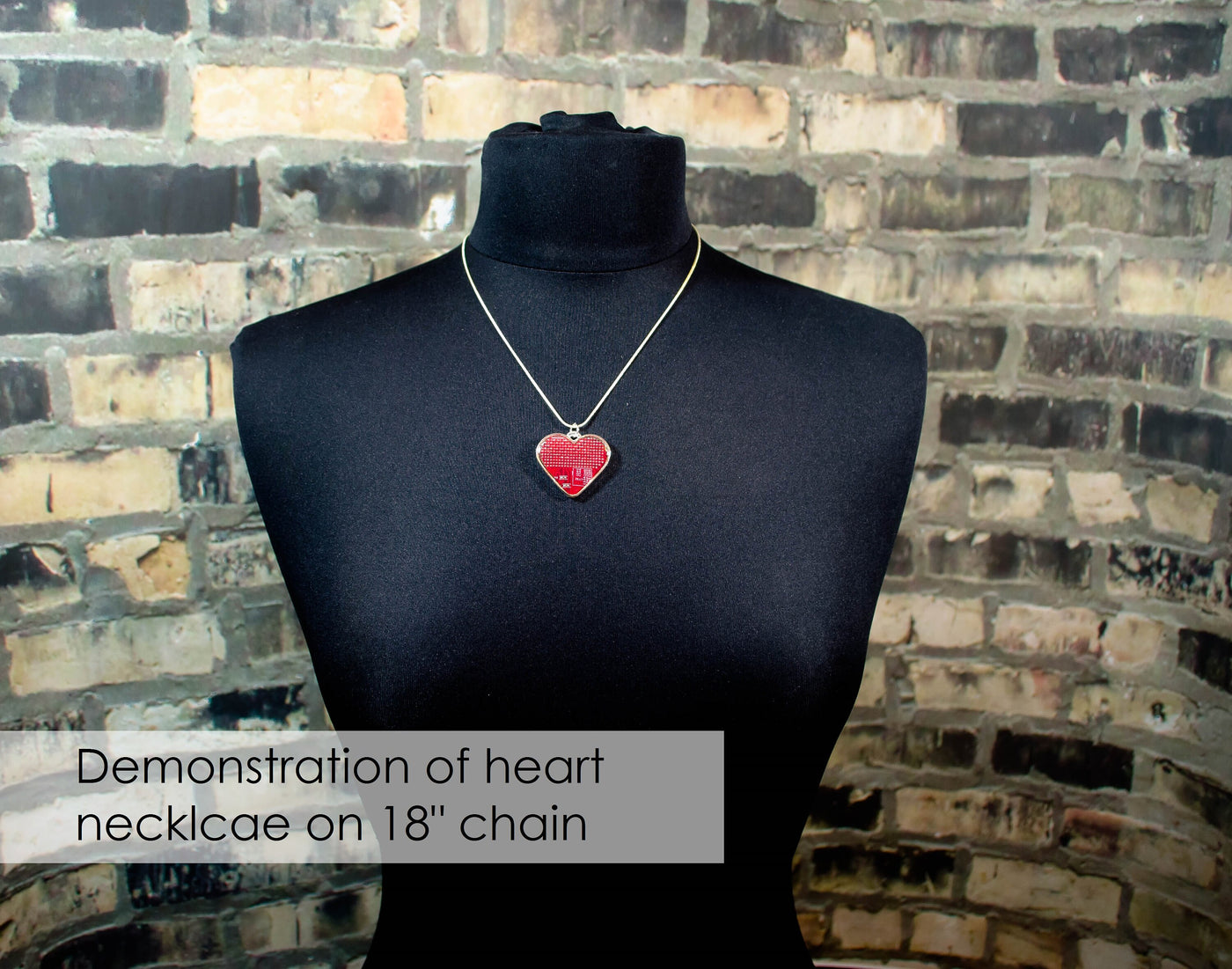 Pink Circuit Board Heart Necklace