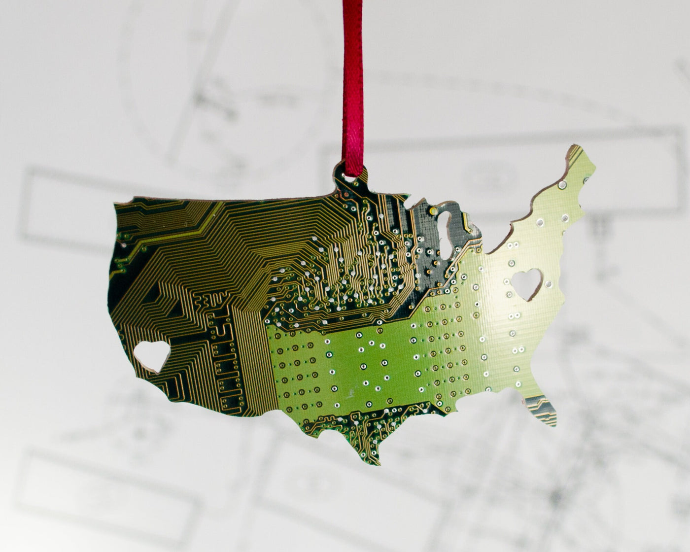 Circuit Board Ornament USA, Geeky Personalized America Christmas Ornament, Computer Engineer Gift, Holiday Garland Decor, Hostess Gift