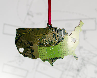 Circuit Board Ornament USA, Geeky Personalized America Christmas Ornament, Computer Engineer Gift, Holiday Garland Decor, Hostess Gift