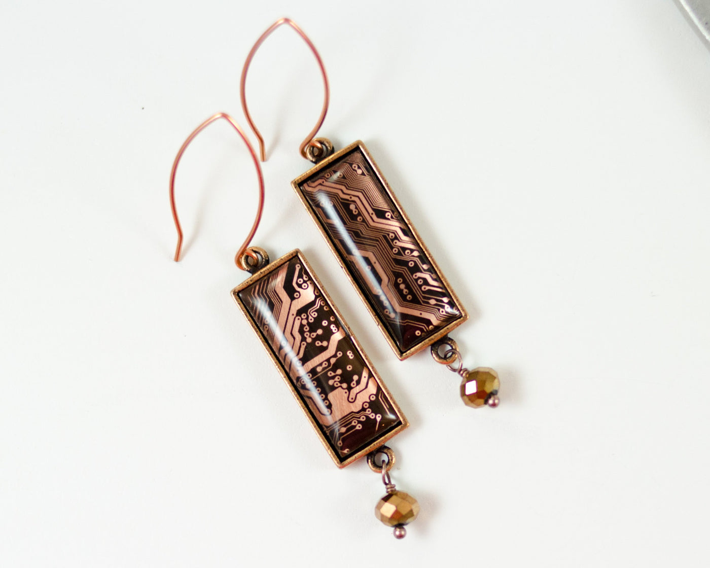 Copper Circuit Board Rectangle Earrings