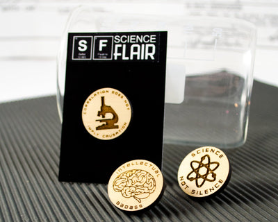Set of 3 Wood Science Pins