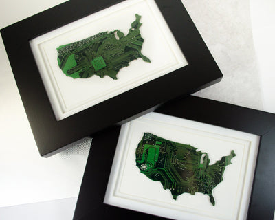 USA silhouette made from circuit board