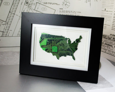 framed USA art made from circuit board