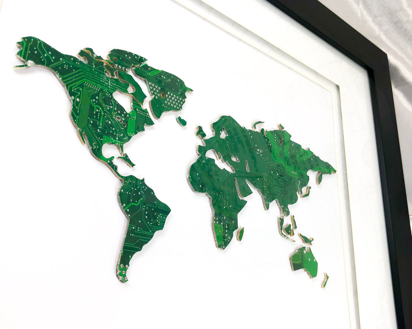 World Map Circuit Board Wall Art, Mercator Projection