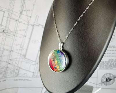 handmade circuit board rainbow necklace