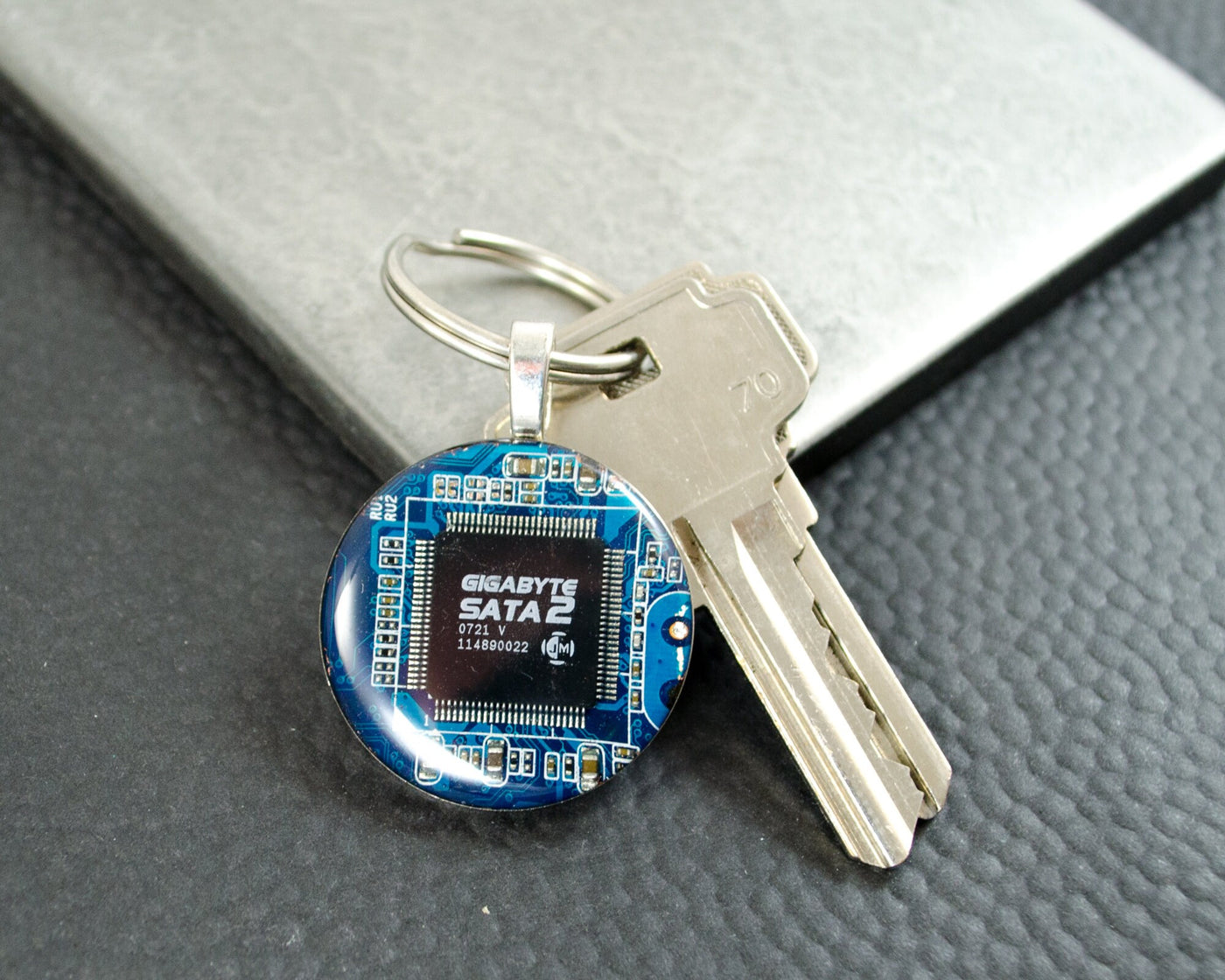 Circuit Board Keychain Blue
