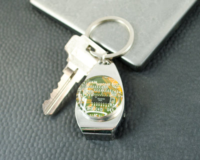 Yellow Circuit Board Bottle Opener Keychain, Electrical Engineer Housewarming Gift, Software Engineer Gift, Computer Scientist Gift