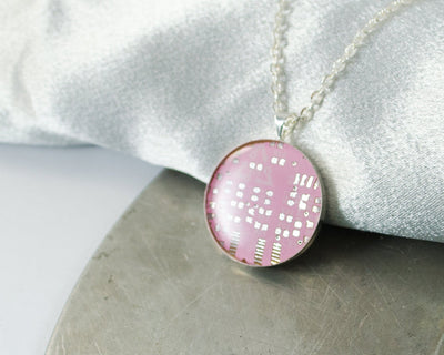 Pink Circuit Board Necklace, Medium Size