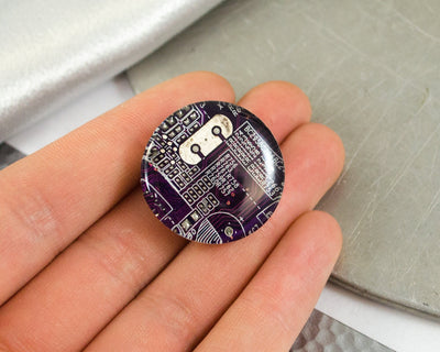 Violet Circuit Board Pin, Recycled Computer Gift