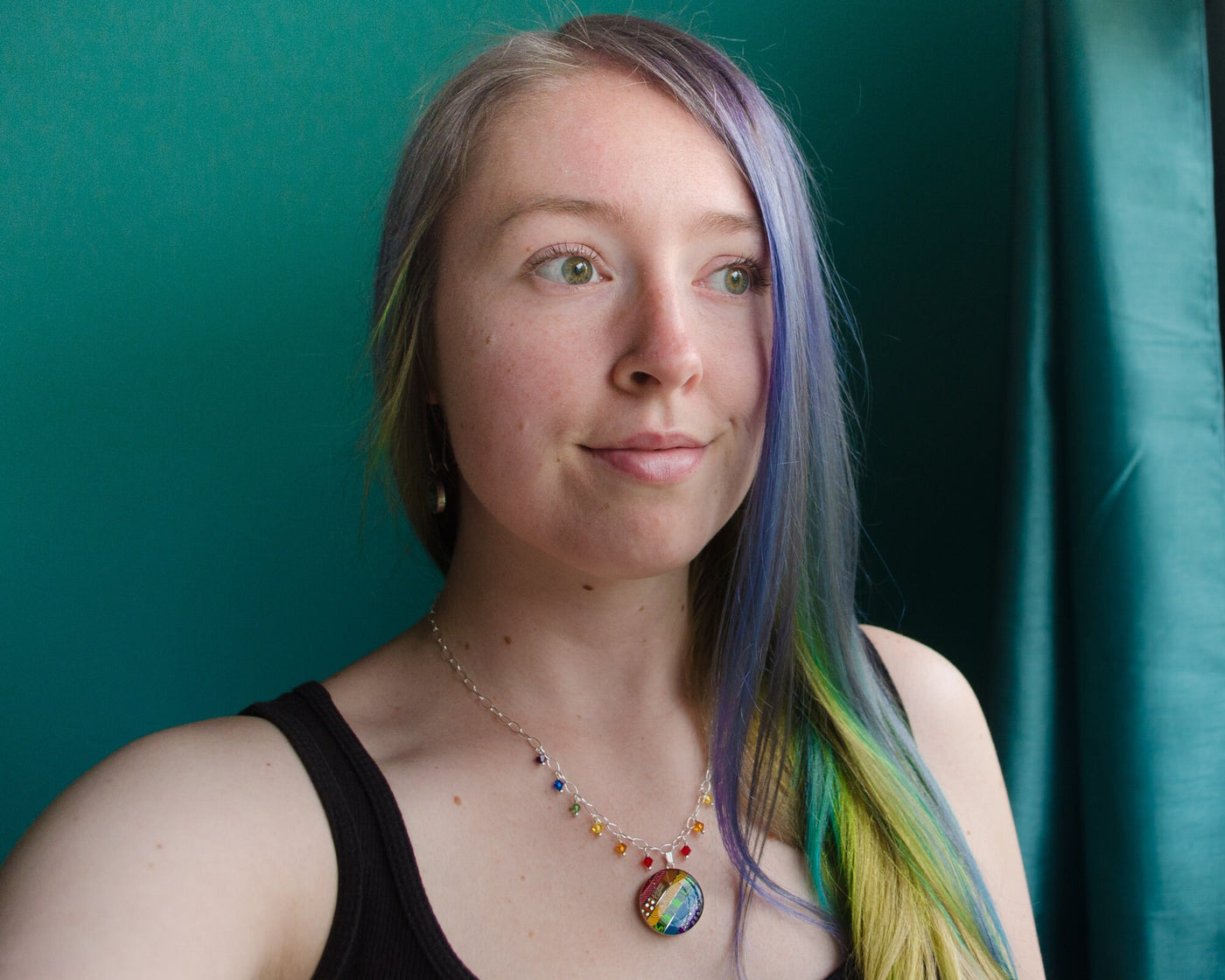 Recycled Circuit Board Rainbow Fringe Necklace