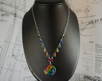 Recycled Circuit Board Rainbow Fringe Necklace