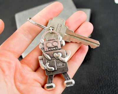 Circuit Board Robot Keychain Red, Electrical Engineer New Job Gift, Robotics Engineer Housewarming Gift
