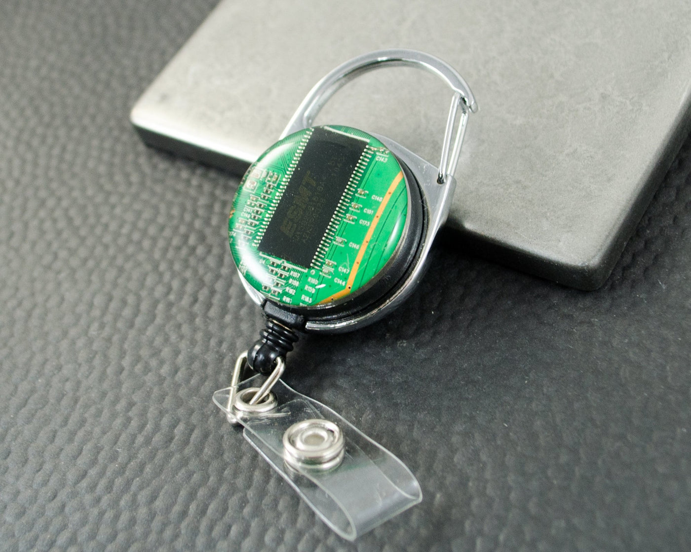 Circuit Board Retractable Badge Holder Green, Computer Engineer New Job Gift, Software Engineer ID Holder, Scientist New Lab Gift