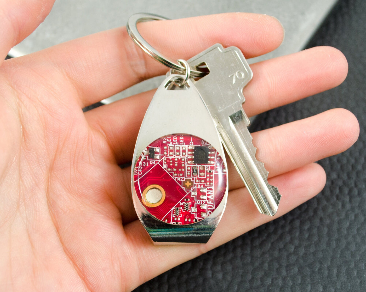 Red Circuit Board Bottle Opener Keychain