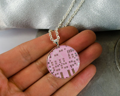 Pink Circuit Board Necklace, Medium Size