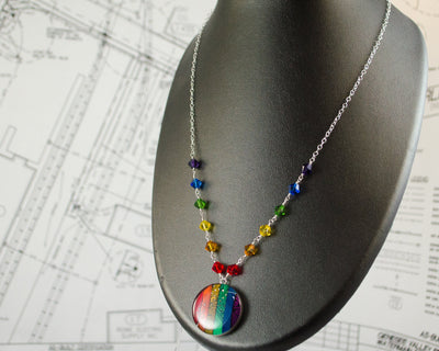 Rainbow Circuit Necklace with Rainbow Beaded Chain