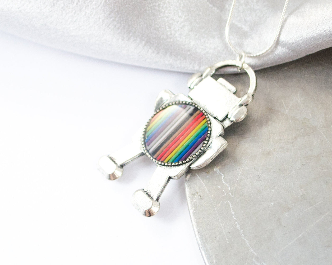 Rainbow Robot Necklace
