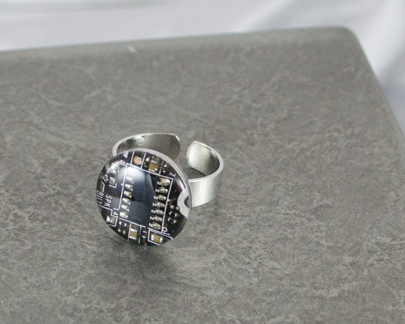 Recycled Circuit Board Adjustable Ring Dark Brown, Computer Jewelry, Software Engineer Gift, Electrical Engineer Ring, Scientist Gift