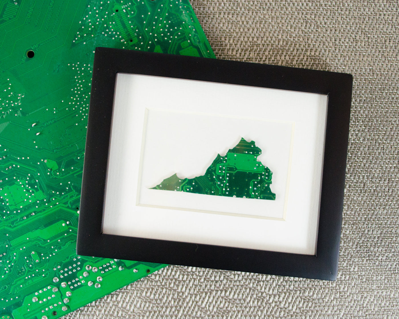custom virginia mini framed art made from recycled circuit board