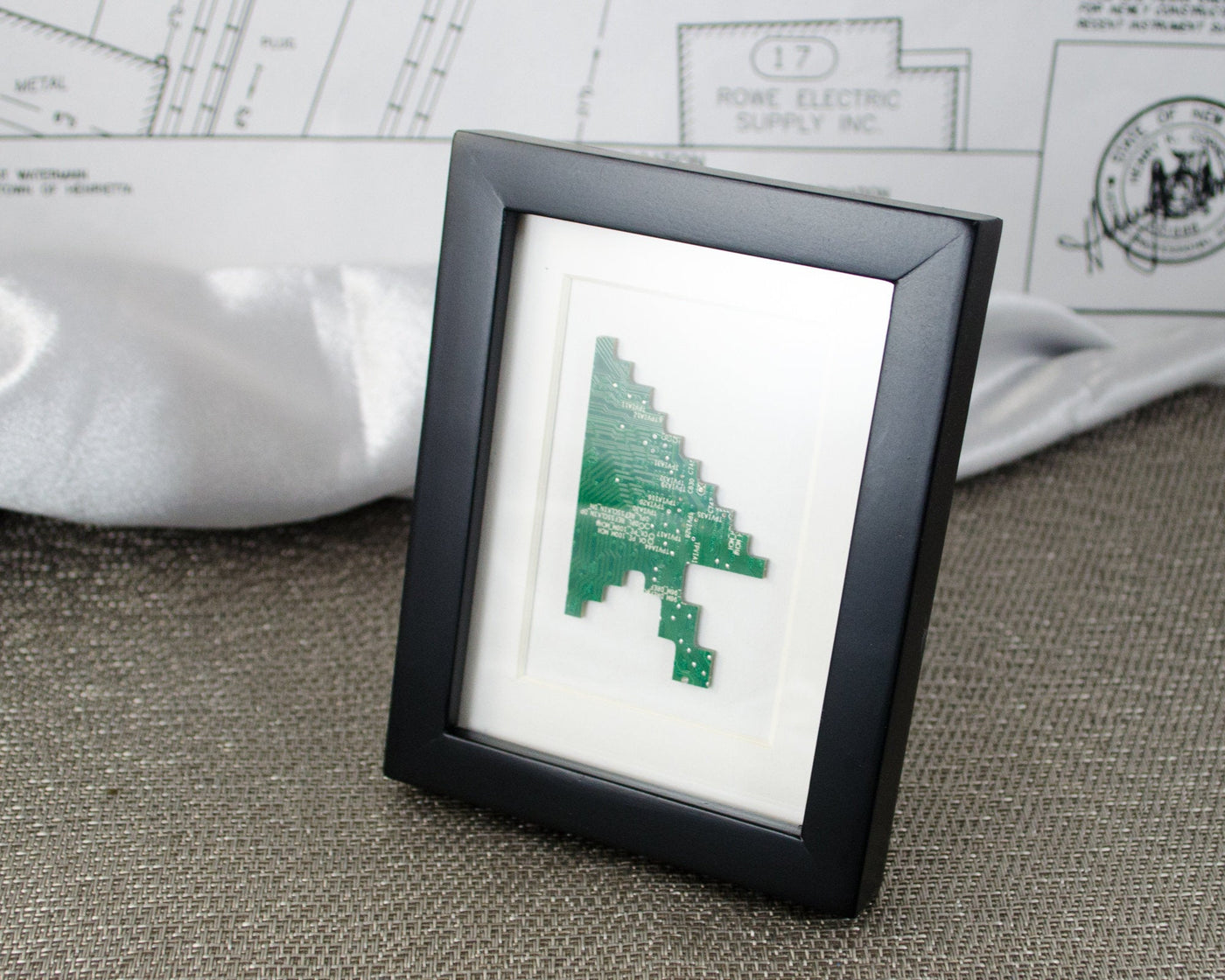 Mini Pixelated Cursor Circuit Board Framed Art