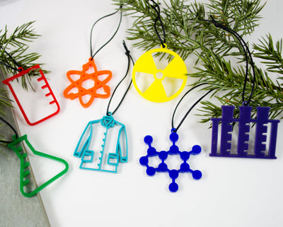 set of 7 handmade acrylic chemistry ornaments