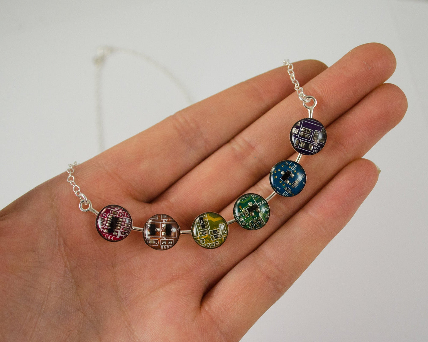 Small Circuit Board Rainbow Necklace