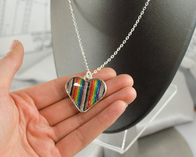 Rainbow Ribbon Cable Heart Necklace
