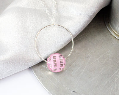 Pink Circuit Board Ring Necklace