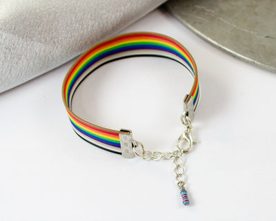 Ribbon Cable Adjustable Bracelet with Resistor, Rainbow Bracelet, Computer Engineer Jewelry