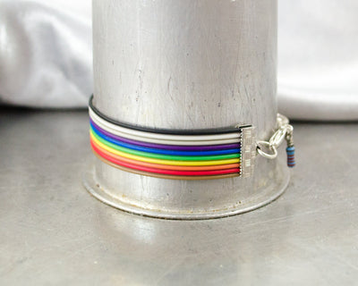 Ribbon Cable Adjustable Bracelet with Resistor, Rainbow Bracelet, Computer Engineer Jewelry