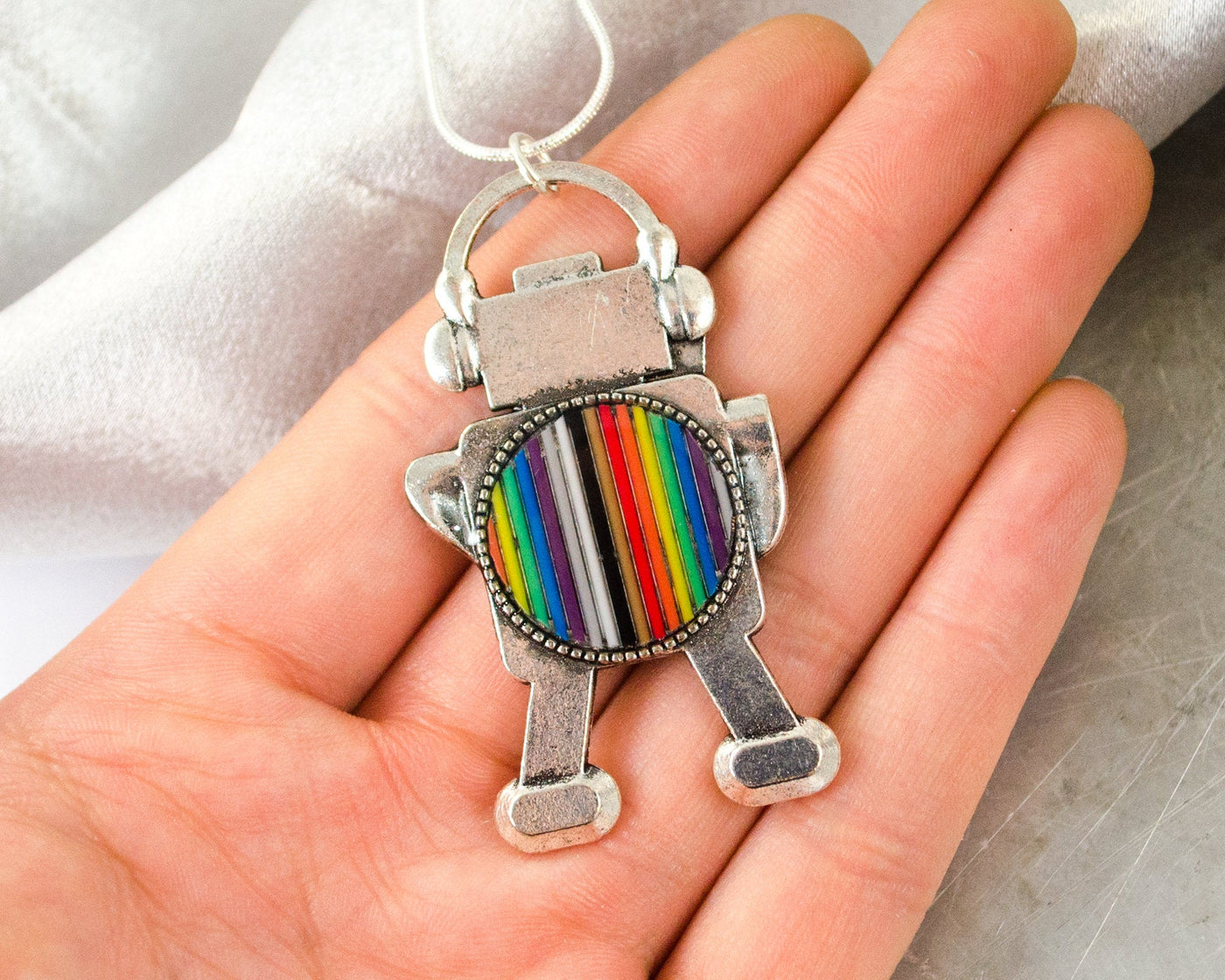 Rainbow Robot Necklace