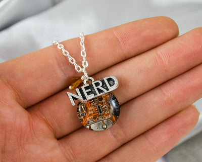Circuit Board and NERD Charm Necklace