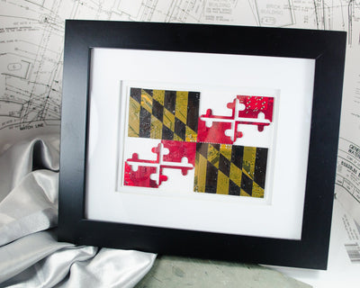 Maryland Flag Art made from Circuit Board, Personalized Framed Art, Custom State Flag Art, Marylander Gift, Made in Maryland