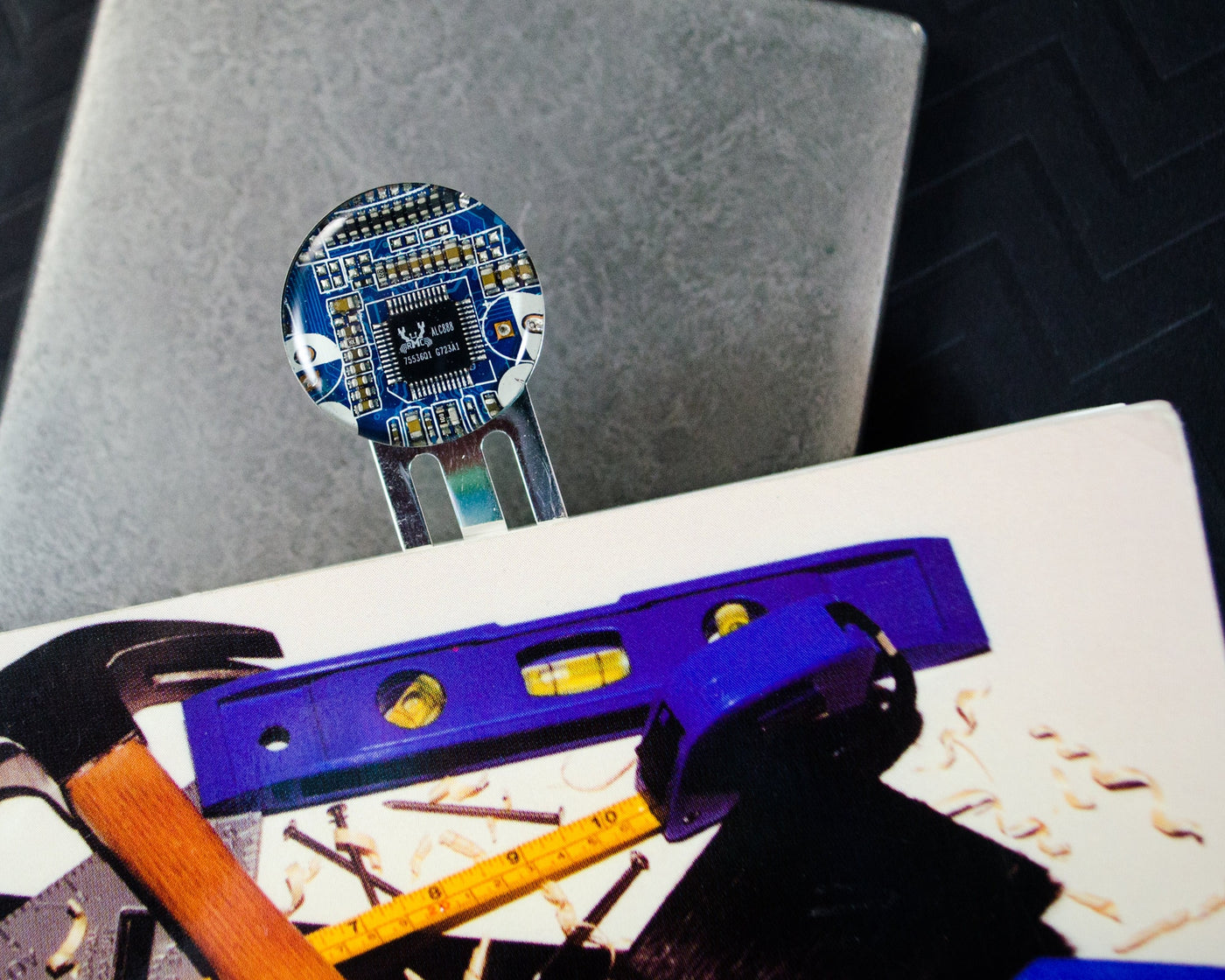 Purple Circuit Board Bookmark, Recycled Computer Gift for Engineer Bibliophile