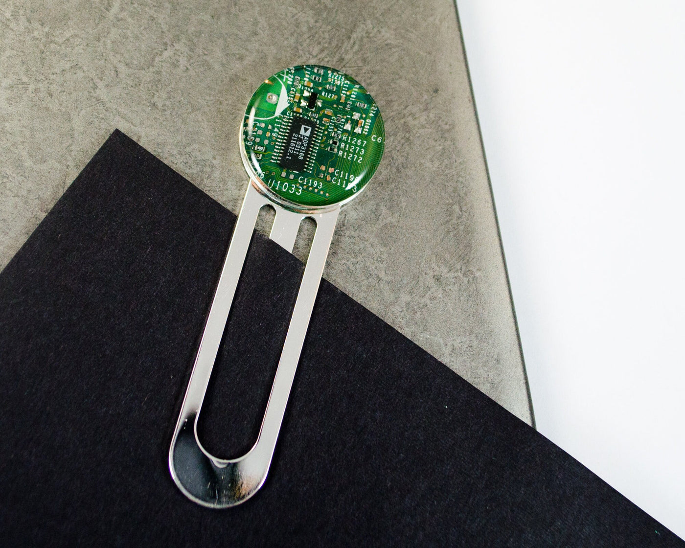 Green Circuit Board Bookmark, Recycled Computer Gift for Engineer Bibliophile