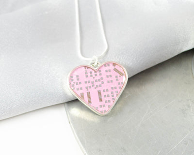 Pink Circuit Board Heart Necklace