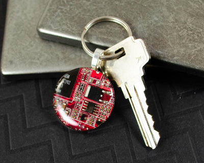 Circuit Board Keychain Red, Electrical Engineer Gift, Circuit Board Jewelry, Computer Key Fob, Geeky Gift, Technology Gift, Technophile Gift