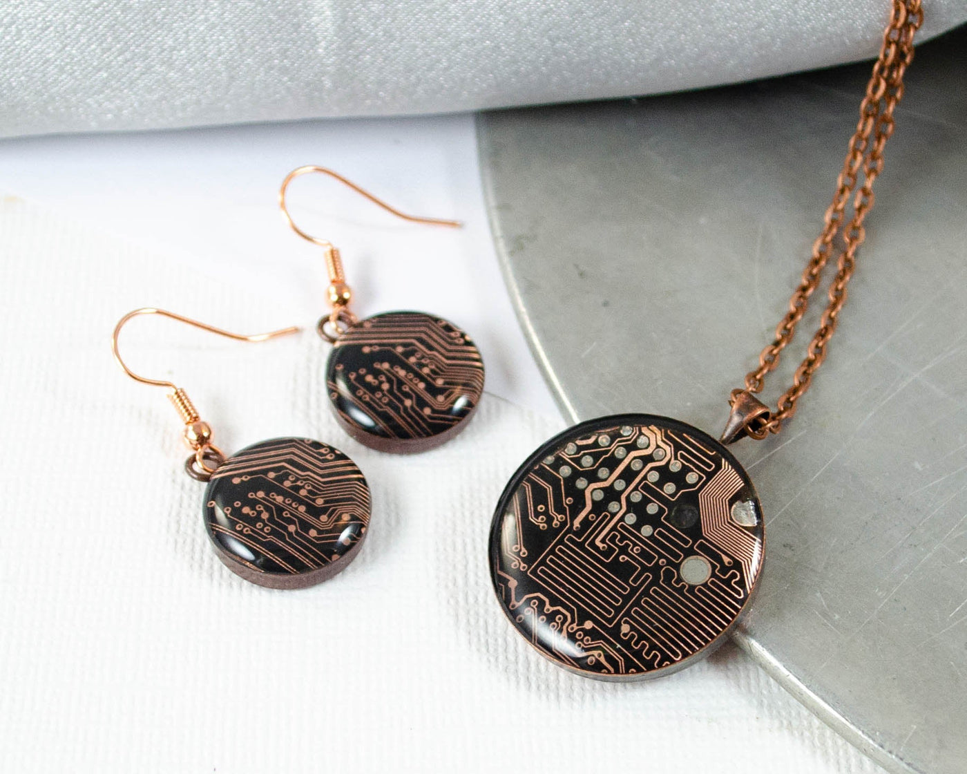Copper Necklace and Earring Set - Medium Size