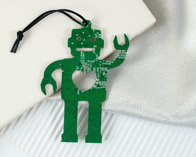 Robot with Heart Circuit Board Ornament