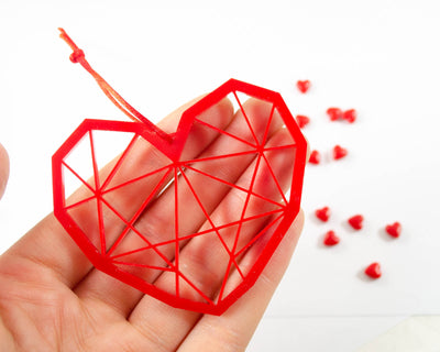 Geometric Heart Ornament - Acrylic