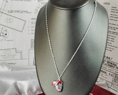 Anatomical Heart and Circuit Board Charm Necklace