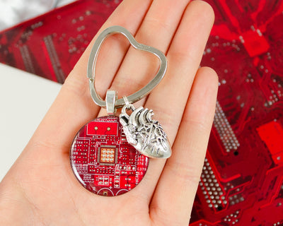 Circuit Keychain with Heart Charm