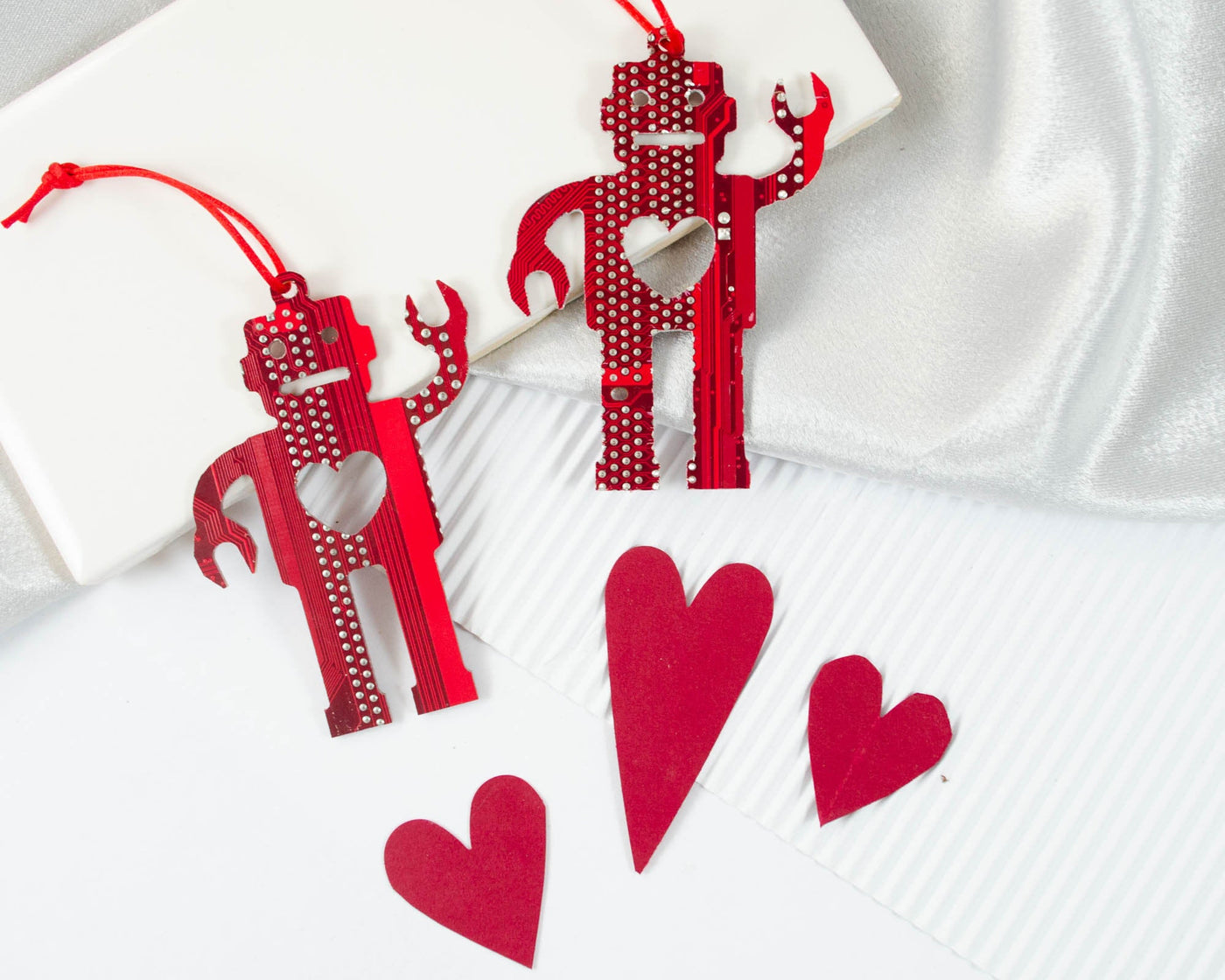 Robot with Heart Circuit Board Ornament