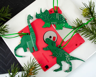 Dinosaur Circuit Board Ornament Gift Set