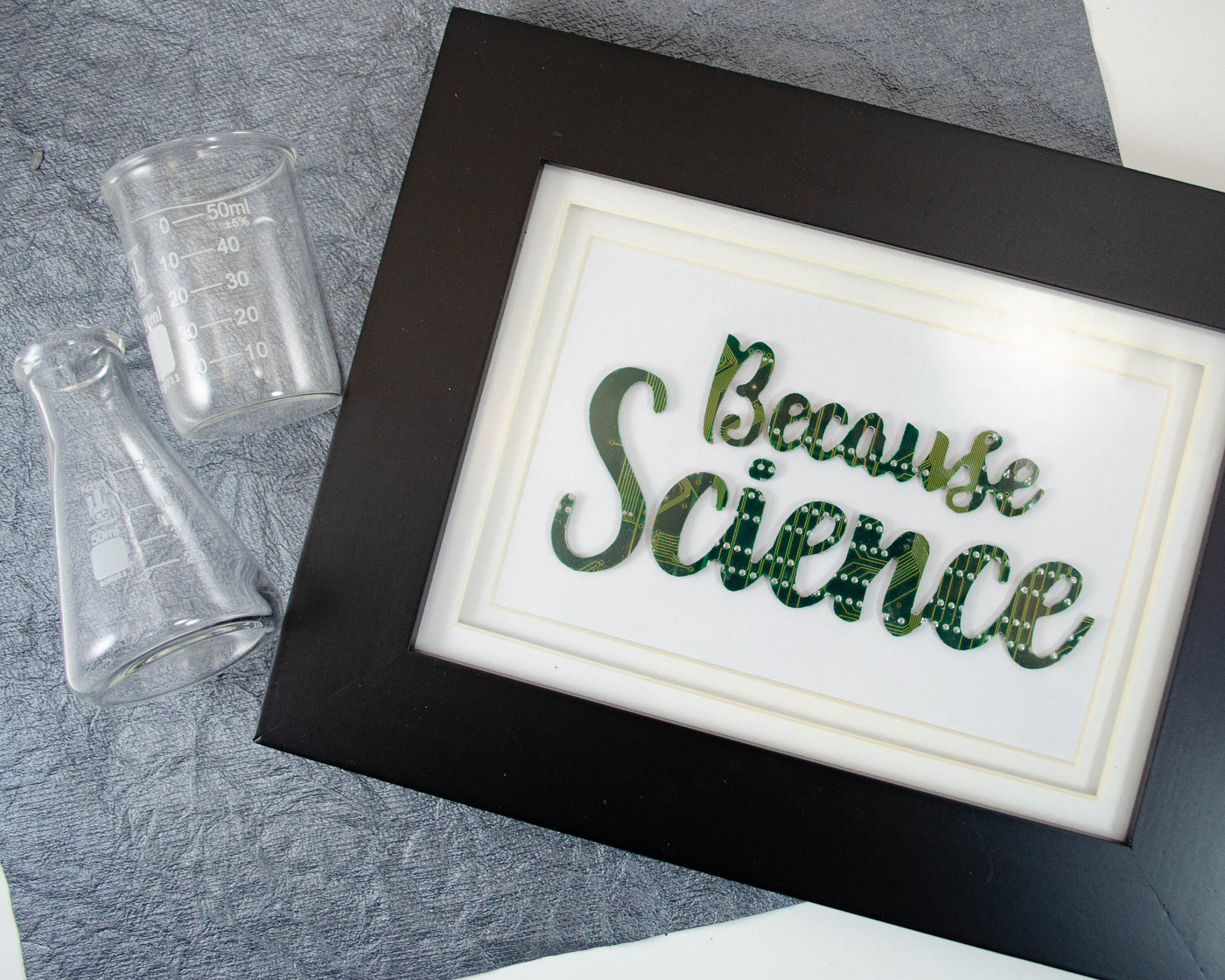 Because Science Circuit Board Wall Art, Hand Lettered Style, Geek Art, Engineer Gift, Computer Programmer Art, Science Teacher Gift